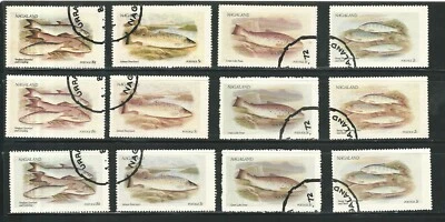 Nagaland India: Lot of 12 stamps repeated thematic fauna Marine... IN07/ - Image 1 of 2