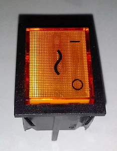 Wippschalter Ein-Aus, orange eckig mit Licht, 16A 250V. Passend für Wascomat 73-123-183 - Bild 1 von 2