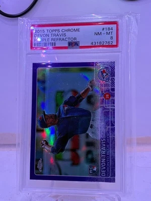 2015 Topps Chrome Purple Refractor #184 Devon Travis 020/250 PSA 8 - Image 1 of 2