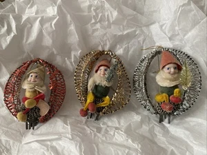 De Colección Brillante Brite Navidad Elfo Adornos Chenille Japón Tensible 3 Adornos - Imagen 1 de 11