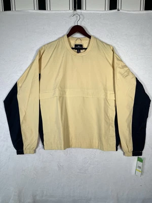 Dockers Golf Windbreaker Jacket Men Size M Yellow Navy Pullover Lined Pockets - Image 1 of 4