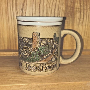 Vintage Grand Canyon Arizona Souvenir Struktur Kaffeebecher Tasse Hellbraun Beige - Bild 1 von 6