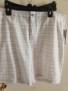 Herren Golfshorts Grand Slam Performance 360 NEU Größe 42 kariert weiß grau - Bild 1 von 4