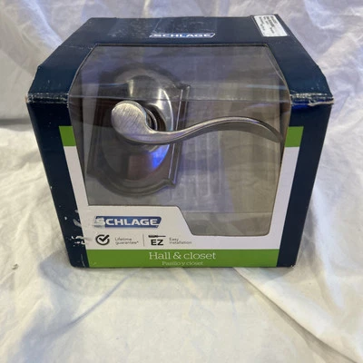 Schlage Accent Hall & Closet Handle Set F10 V ACC 619 Satin Nickel Camelot Trim - Image 1 of 4