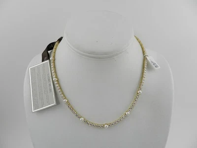 Nadri Cubic Zirconia & Imitation Pearl Tennis Style Collar Necklace, 16" - Image 1 of 3