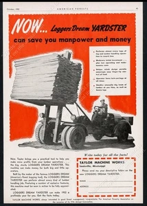 Carretilla elevadora de madera Taylor Machine Yardster 1952 foto anuncio impreso vintage - Imagen 1 de 7