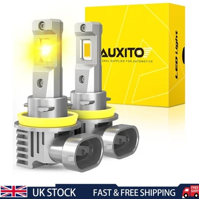 2x AUXITO H8 H11 H16 Headlight Fog Light Canbus LED Driving Bulbs  Golden Yellow - Image 1 of 4
