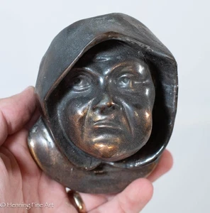 Antique / Vintage Metal Monk Head Wall Sconce Pocket Candle Holder 4.5 Inch Tall - Picture 1 of 6