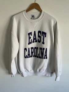VTG Russell Athletic ECU East Carolina Pirates Crewneck Sweatshirt White Mens XL - Picture 1 of 8