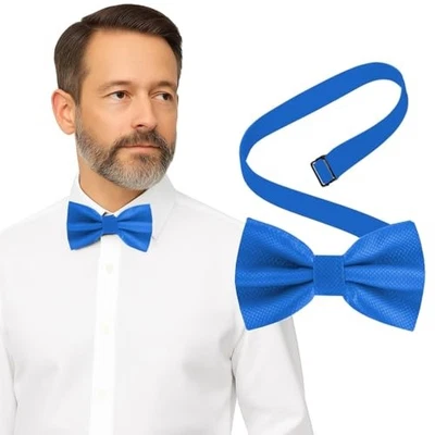 Bow Tie for Men Polyester Solid Pretied Bowties Adjustable Tuxedos 1 Royal Blue - Image 1 of 4
