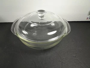 VTG PYREX Corning Clear Glass 1.5 L 023 Round Casserole Baking Dish & Lid - Picture 1 of 7