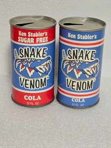 Vintage Soda Pop Can Lot of 2 Diff Ken Stabler's Snake Venom Cola Football - Picture 1 of 6