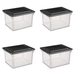 Stackable Storage File Box Office Organizer Bin Letter/Legal Size w/ Lid 4 pack - Picture 1 of 6