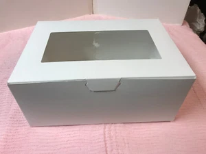 1/4 Blatt weiße Kuchenboxen; 50 Stück; mit Fenster; 10 Zoll x 14 Zoll x 6 Zoll - Bild 1 von 6