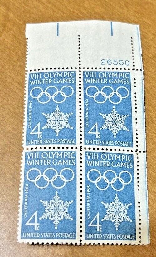 USA Sc#1146 8th Olympic Winter Games Squaw Valley Plate Block, 4c, MNH, 1960 - Image 1 of 1