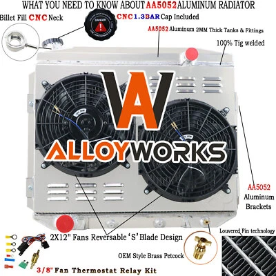 4Row Radiator Shroud Fan For 1957-1959 1958 Ford Ranchero/Fairlane Edsel Mercury - Изображение 1 из 4