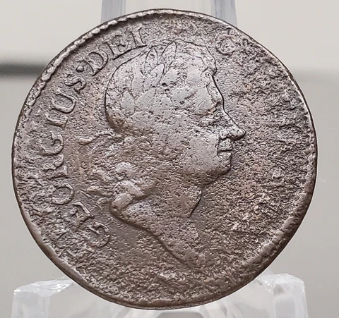 1723 Hibernia Half 1/2 Penny Colonial Us Copper Coin F Fine Cover