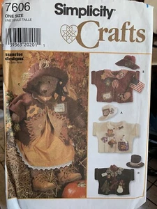 Simplicity 7606 Sewing Pattern 31” Bear, Jacket, Dress, Hats & New Vintage - Picture 1 of 5