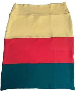 Neu mit Etikett LuLaRoe 3XL gelb koralle türkis grün Farbblock Cassie Bleistiftrock - Bild 1 von 7