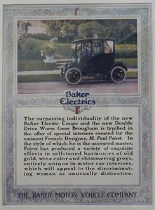 Antike 1914 Baker Elektro Coupe Fahrzeuge Farbdruck Werbung - mattiert - Bild 1 von 9