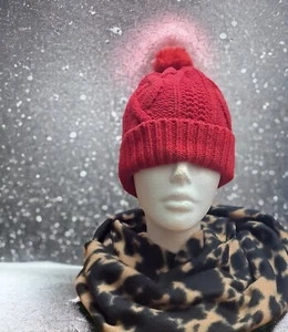 Gap Kids Red Cable-knit Pom-Pom Hat One Size Cap Winter Warm Cover - Picture 1 of 8