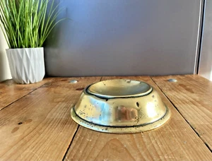 ANTIQUE 19TH C ARTS & CRAFTS BEATEN BRASS DOG CAT PET BOWL DISH FOOD WATER - Picture 1 of 7