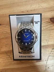 Armitron 20/5120SV Men's Stainless Steel Water 165 Resist Blue Dial Watch - Picture 1 of 12