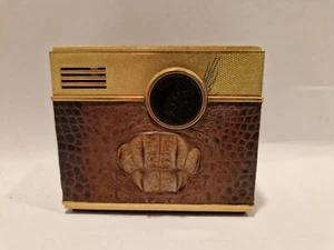 C5-AC ACCENDINO DA TAVOLO VINTAGE ROWENTA ACCENDINO VERA PELLE OTTONE? OTTICA FOTOCAMERA - Foto 1 di 6