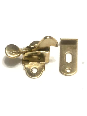 Antiguo gabinete de bloqueo de resorte de pestillo de palanca enchapado en latón para codo nuevo Foto 1 de 4