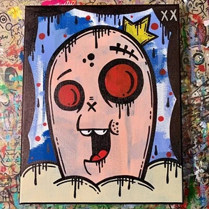 Ghostgrl Graffiti Art ORIGINAL Street Pop 10x8 PAINTING Canvas Halloween 👻 - Picture 1 of 7