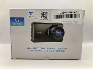 S7 2.5K Dash Cam Front and Rear,64G SD Card,1600P+1080P FHD New Box Open - Picture 1 of 5