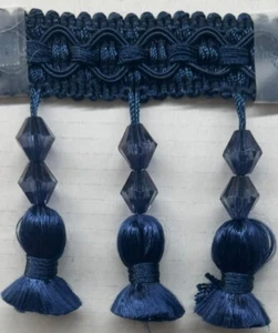 Double beaded Trim, Drapery,Upholstery,Bedding Dark Blue Color - Per Yard - Picture 1 of 1