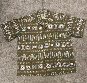 Camicia uomo Joe Martin XL con bottoni 100% cotone verde motivo pesce sud ovest - Foto 1 di 12