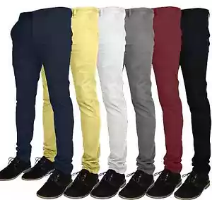 Mens Designer Chino Trousers Stretch Skinny Slim Fit Jeans Pant Cotton All size - Picture 1 of 14