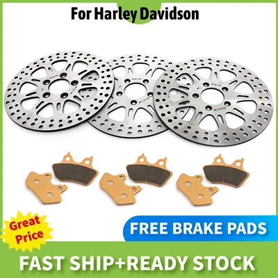 11.5" Front Rear Brake Rotors Pads for Harley Touring Road King FLHR FLHRC 00-07 - Image 1 of 4