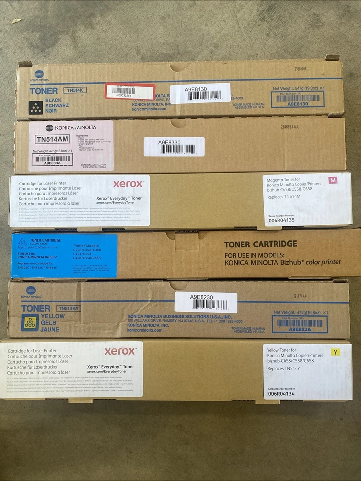 Juego completo de cartuchos de color Konica Minolta TN514 KYCM para bizhub C458 NUEVO Foto 1 de 1