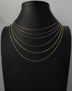 Collar de cadena de eslabones de cable con corte de diamante de oro amarillo sólido de 14K, amarillo rosa blanco  - Imagen 1 de 3