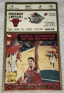 NBA Ticket Stub Michael Jordan Chicago Bulls Detroit Pistons 3/31/98 - Picture 1 of 2