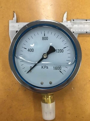 1/2" BSP Stainless Steel Oil Filled Pressure Gauge 100mm OD LIQUID 0-1600 Kpa - Image 1 of 3