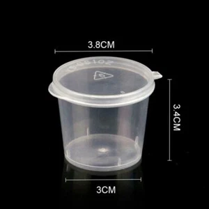 100x/Set Small Plastic Sauce Cups Food Storage Containers +-Lids B Clear E6B0 - Picture 1 of 10