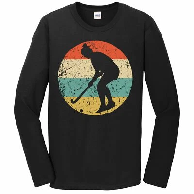 Field Hockey Shirt - Retro Field Hockey Player Long Sleeve T-Shirt - Image 1 of 2