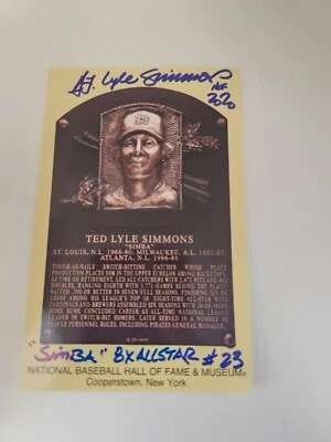 Ted Simmons signed Full Name HOF Plaque JSA St. Louis Cardinals - Image 1 of 4