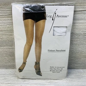 Leg Avenue Fishnet Pantyhose White One Size Fits All (90-165lbs) PC78924022002 - Picture 1 of 6