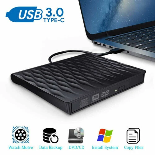 USB External DVD CD RW Disc Burner Combo Drive Reader Windows Mac Laptop PC UK - Image 1 of 4