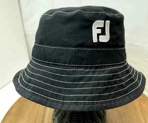 FootJoy Bucket Hat Cap Tour Performance Golf Size L Black White Trim Water proof - Picture 1 of 13