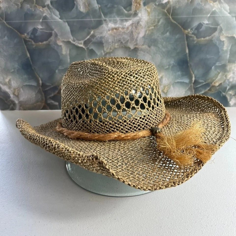 Somher Hat Unisex Size M Cowboy Straw Western Boho Cross Cowgirl - Image 1 of 4