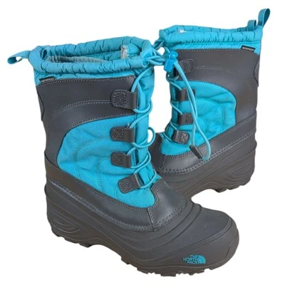 Botas de neve juvenil The North Face Alpenglow IV tamanho aquático 4 EUA meninos meninas azul-petróleo - Imagem 1 de 4