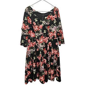 Fervour Modcloth Floral Skater Dress Size 2x 2 18 20 Fit Flare - Picture 1 of 7