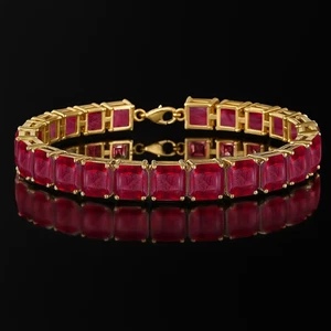 Natural Ruby gemstone 18k gold tennis july birthstone bracelet jewelry gift r67 - Picture 1 of 6