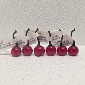 6 Mini Glass Cherries 1.25" Figurines by Ganz - Picture 1 of 8